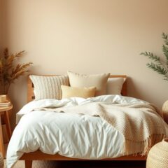 Beżowa sypialnia: jak ocieplić wnętrze naturalnymi materiałami, światłem i dodatkami
