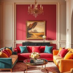 Styl glamour kolory do wnętrz: jak łączyć intensywne barwy z elegancką harmonią na lata