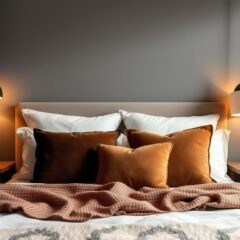 Szara sypialnia – jak ocieplić wnętrze tekstyliami, światłem i naturalnymi akcentami